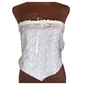 Altar'd State Bandeau Top Women's Large Cream Embroidered Floral Lace Trim NWT